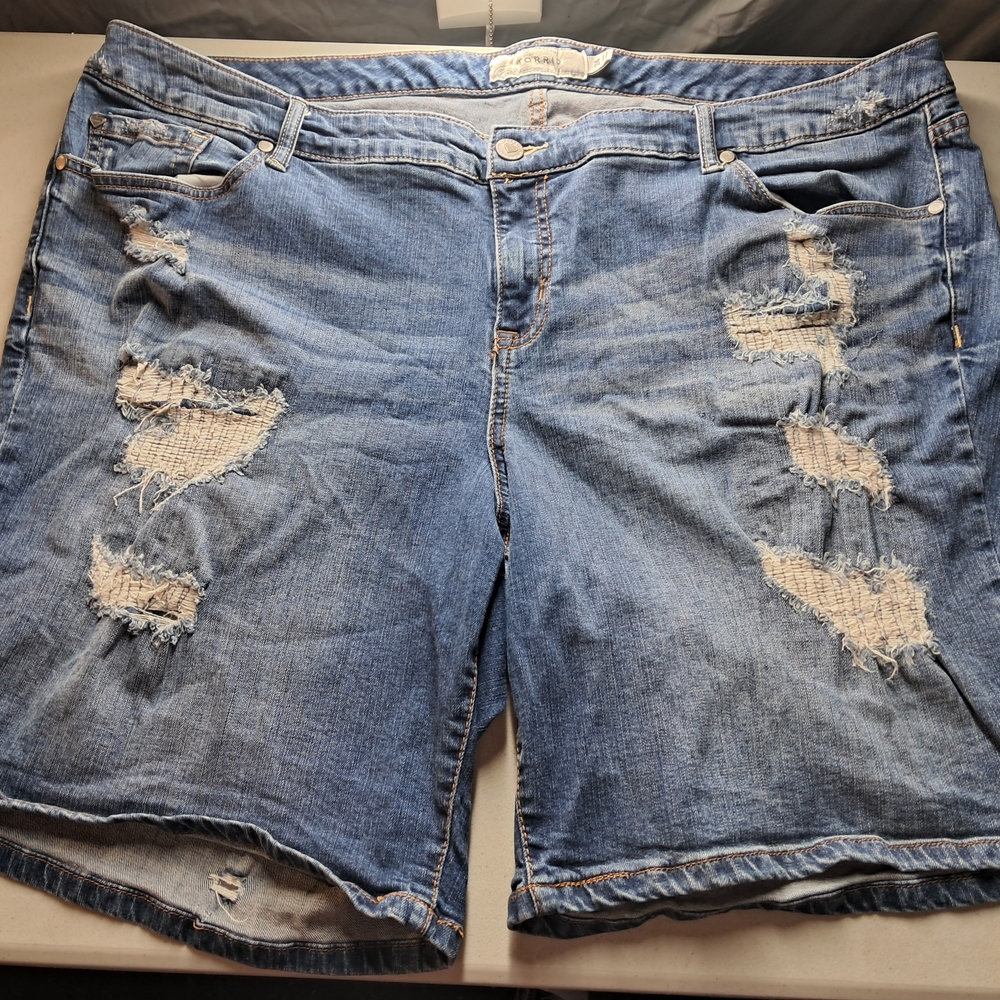 Torrid Dark Blue Distressed Denim Jeans Size 24